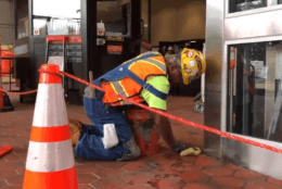 Metro worker on platform