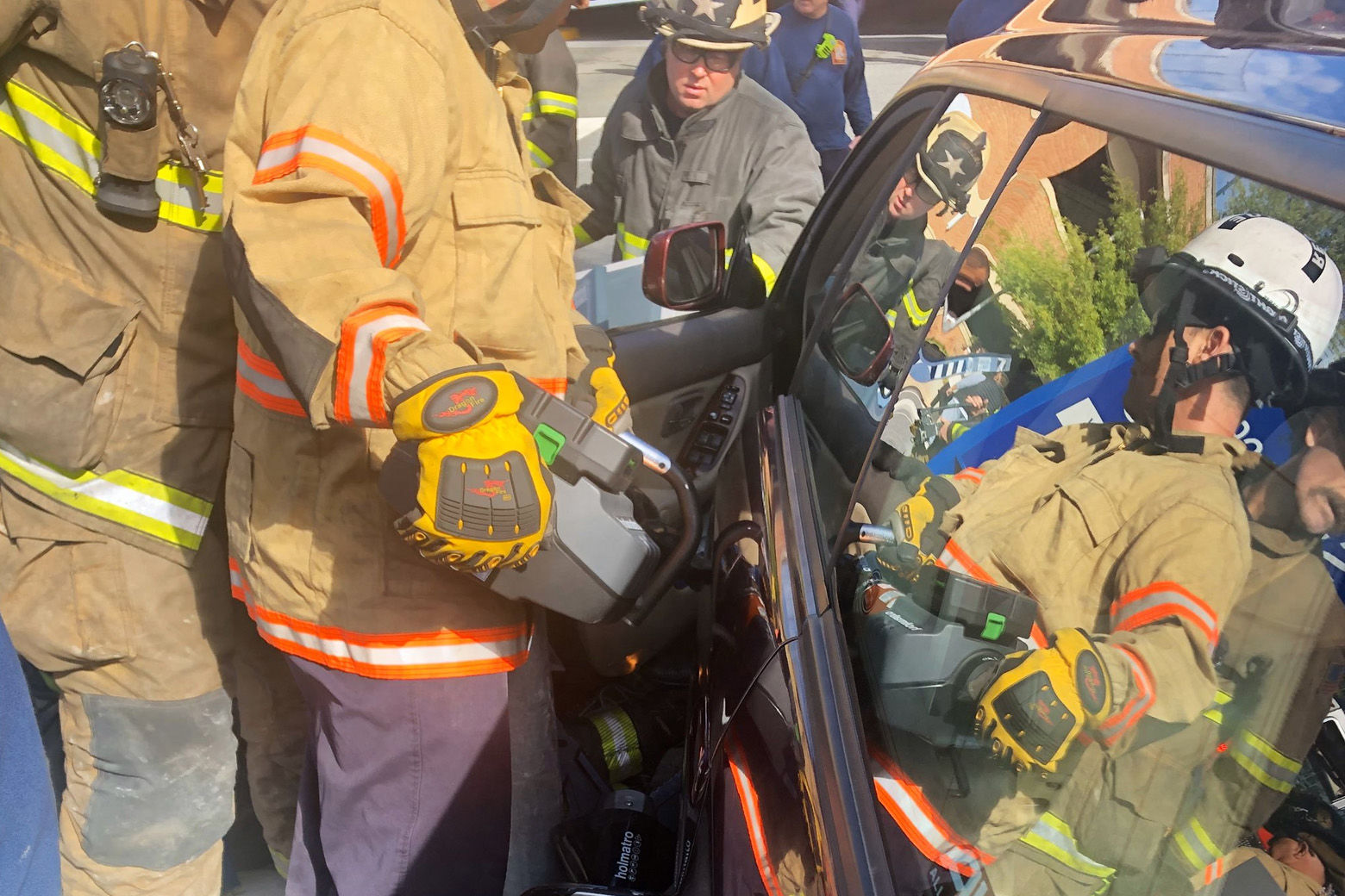 D.C. firefighters used several specialized rescue tools to free the woman's trapped leg.