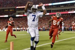 <p><b><i>Colts 19</i></b><br />
<b><i>Chiefs 13</i></b></p>
<p>Whatever <a href="https://profootballtalk.nbcsports.com/2019/10/03/justin-houston-helping-colts-figure-out-a-game-plan-for-patrick-mahomes/">Justin Houston told the Colts defense</a> about slowing down Patrick Mahomes clearly worked. A week after blowing one to the Raiders at home, Indy dominated the line of scrimmage on both sides of the ball to notch a signature win in the post-Luck era.</p>
<p>Meanwhile, Kansas City has to be worried about Mahomes&#8217; ankle. Even though the reigning MVP at 80% is still a Pro Bowler, the Chiefs need him healthy to overcome that shaky defense.</p>
