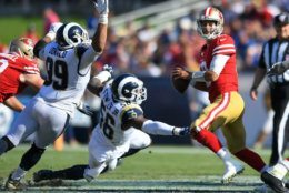 <p><b><i>49ers 20</i></b><br />
<b><i>Rams 7</i></b></p>
<p>Considering this is what <a href="https://profootballtalk.nbcsports.com/2019/10/09/nick-bosa-says-jared-goff-hasnt-done-anything-to-anger-him-yet/" target="_blank" rel="noopener" data-saferedirecturl="https://www.google.com/url?q=https://profootballtalk.nbcsports.com/2019/10/09/nick-bosa-says-jared-goff-hasnt-done-anything-to-anger-him-yet/&amp;source=gmail&amp;ust=1571101182804000&amp;usg=AFQjCNHH2cnRq3dHaFieQ4SLWnv0GMO70A">the Niners defense does to a QB they&#8217;re not mad at</a>, Kyle Shanahan is <a href="https://profootballtalk.nbcsports.com/2019/10/11/kyle-shanahan-embraces-the-challenge-of-replacing-injured-players/" target="_blank" rel="noopener" data-saferedirecturl="https://www.google.com/url?q=https://profootballtalk.nbcsports.com/2019/10/11/kyle-shanahan-embraces-the-challenge-of-replacing-injured-players/&amp;source=gmail&amp;ust=1571101182804000&amp;usg=AFQjCNH88CWDX-Tc6GOckQ4uh2c0w9CADg">proverbially plugging his fingers in holes</a> extremely well and Jimmy G <a href="https://twitter.com/ESPNStatsInfo/status/1183524732295110657?s=20" target="_blank" rel="noopener" data-saferedirecturl="https://www.google.com/url?q=https://twitter.com/ESPNStatsInfo/status/1183524732295110657?s%3D20&amp;source=gmail&amp;ust=1571101182804000&amp;usg=AFQjCNGA3fSzXOqgC7Qs-v4L6Q7zJeODMw">wins more than DJ Khaled</a>, San Francisco looks poised to run away with a division that&#8217;s a helluva lot closer than most expected it to be at this point in the season.</p>
