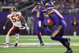<p><b><i>Redskins 9</i></b><br />
<b><i>Vikings 19</i></b></p>
<p>This was a predictable result in the intersection of the previously intertwined prime-time struggles for Kirk Cousins and the Redskins. Cousins got the victory to cap a <a href="https://profootballtalk.nbcsports.com/2019/10/25/kirk-cousins-concludes-a-stellar-october/">stellar month of the October</a>, while the Skins were held out of the end zone (<a href="https://twitter.com/chucksapienza/status/1187565426122936321?s=20">again</a>) thanks in part to the ongoing QB carousel set off by his departure. Success really is the best revenge.</p>
