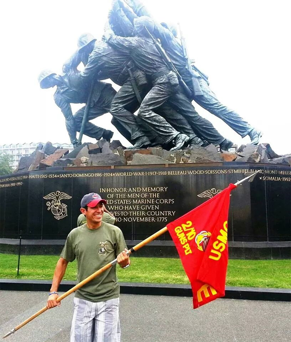 garcia in front of the iwo jima memorial