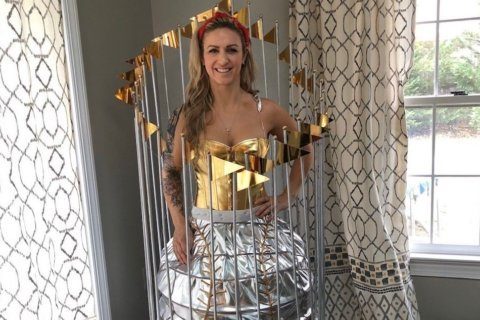 Nats fan dresses in World Series trophy costume