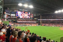 Fans watching Game 2 of the World Series in Houston