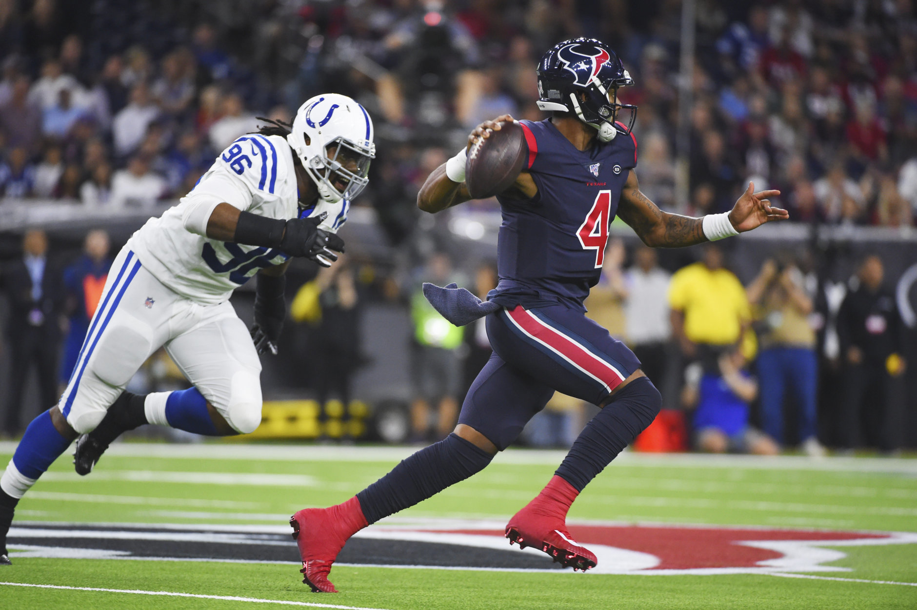 <p><b><i>Colts 17</i></b><br />
<b><i>Texans 20</i></b></p>
<p>In a game that gives Houston the inside track to the AFC South title, the Texans <a href="https://twitter.com/NFL_Memes/status/1197672801731317761?s=20" target="_blank" rel="noopener">showed up like Mortal Kombat</a> and got a <a href="https://profootballtalk.nbcsports.com/2019/11/22/late-fumble-should-have-triggered-a-formal-replay-review/" target="_blank" rel="noopener">far-from-flawless victory</a> that had fans in Indianapolis throwing down their proverbial controllers and wishing for a reset button.</p>
