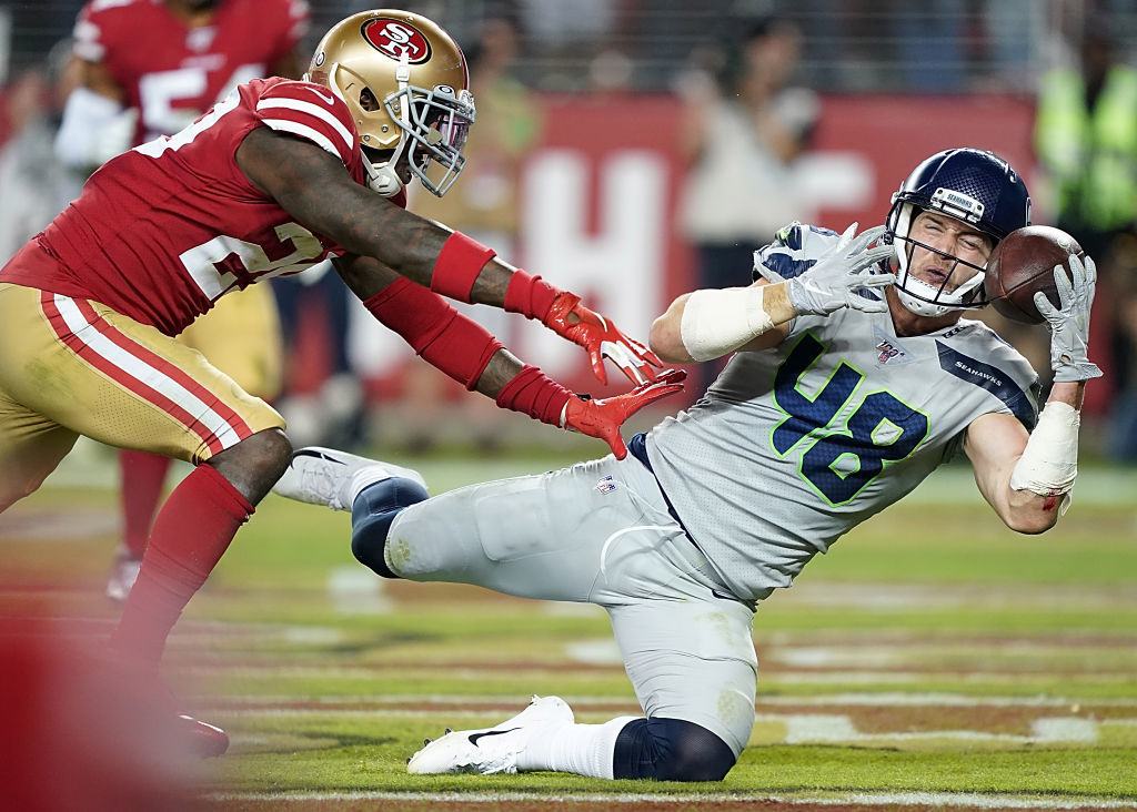 <p><b><i>Seahawks 27</i></b><br />
<b><i>49ers 24 (OT)</i></b></p>
<p>In what was <a href="https://twitter.com/ESPNStatsInfo/status/1191161869802917888?s=20">the game of the year in more ways than one</a>, defense dominated most of the way (a combined 10 sacks, seven turnovers and two defensive touchdowns) before unheralded field goal kickers threatened to make this the first tie game on Monday Night Football since 1983. But Russell Wilson solidified his status as MVP frontrunner by saving us all from the dreaded non-result and pulled Seattle within a half game of San Fran in the best division in football.</p>
