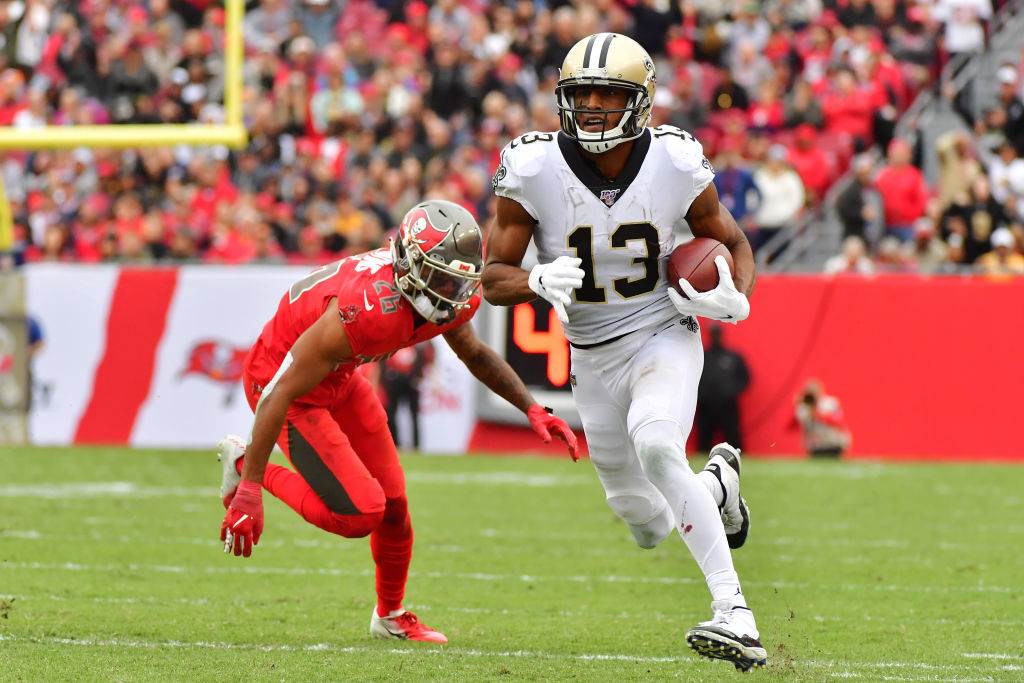 <p><b><i>Saints 34</i></b><br />
<b><i>Bucs 17</i></b></p>
<p>Michael Thomas is ridiculous. This man has surpassed 90 catches through 10 games, the first player in NFL history to do so. With or without Drew Brees, every receiving record is in danger if Thomas stays healthy.</p>
