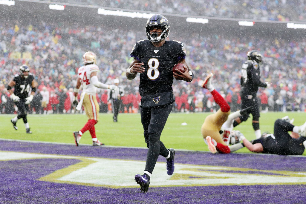 <p><b><i>49ers 17</i></b><br />
<b><i>Ravens 20</i></b></p>
<p>In an <a href="https://wtop.com/baltimore-ravens/2019/11/49ers-vs-ravens-showdown-highlights-week-13-action/" target="_blank" rel="noopener" data-saferedirecturl="https://www.google.com/url?q=https://wtop.com/baltimore-ravens/2019/11/49ers-vs-ravens-showdown-highlights-week-13-action/&amp;source=gmail&amp;ust=1575342523390000&amp;usg=AFQjCNH-d5C_kltR-LtFoFPhKdWUSSjODA">unprecedented late-season matchup</a> between heavyweights, Lamar Jackson again turned in a highlight-reel performance to <a href="https://profootballtalk.nbcsports.com/2019/12/01/lamar-jackson-notches-record-fourth-double-triple-of-season/" target="_blank" rel="noopener">create a new stat</a> and lead Baltimore to franchise records for touchdowns in a season (49), consecutive wins (8), and best 12-game start to a season at 10-2. The <a href="https://www.espn.com/nfl/story/_/id/28176961/earl-thomas-says-ravens-super-bowl" target="_blank" rel="noopener" data-saferedirecturl="https://www.google.com/url?q=https://www.espn.com/nfl/story/_/id/28176961/earl-thomas-says-ravens-super-bowl&amp;source=gmail&amp;ust=1575342523390000&amp;usg=AFQjCNHs5Gaz_4WZkflfxkYcD7dgPWsZlg">Super Bowl talk</a> is absolutely warranted and everyone — <a href="https://www.espn.com/nfl/story/_/id/28206390/niners-hoping-super-rematch-ravens" target="_blank" rel="noopener">even the team that lost</a> — wants to see a rematch of this game.</p>
