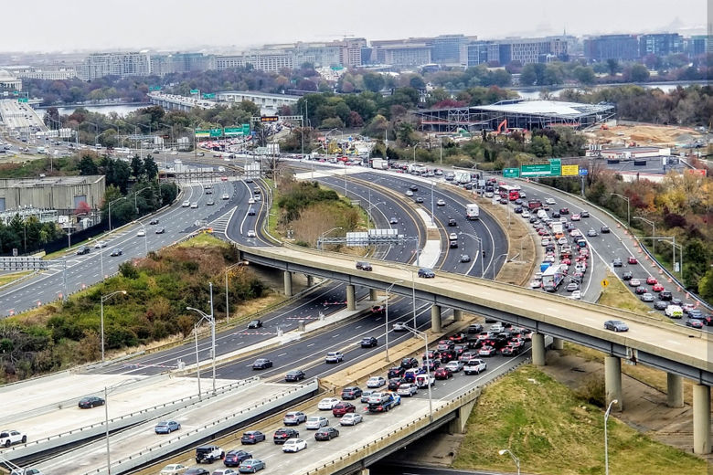 I-395 aerial view of traffic