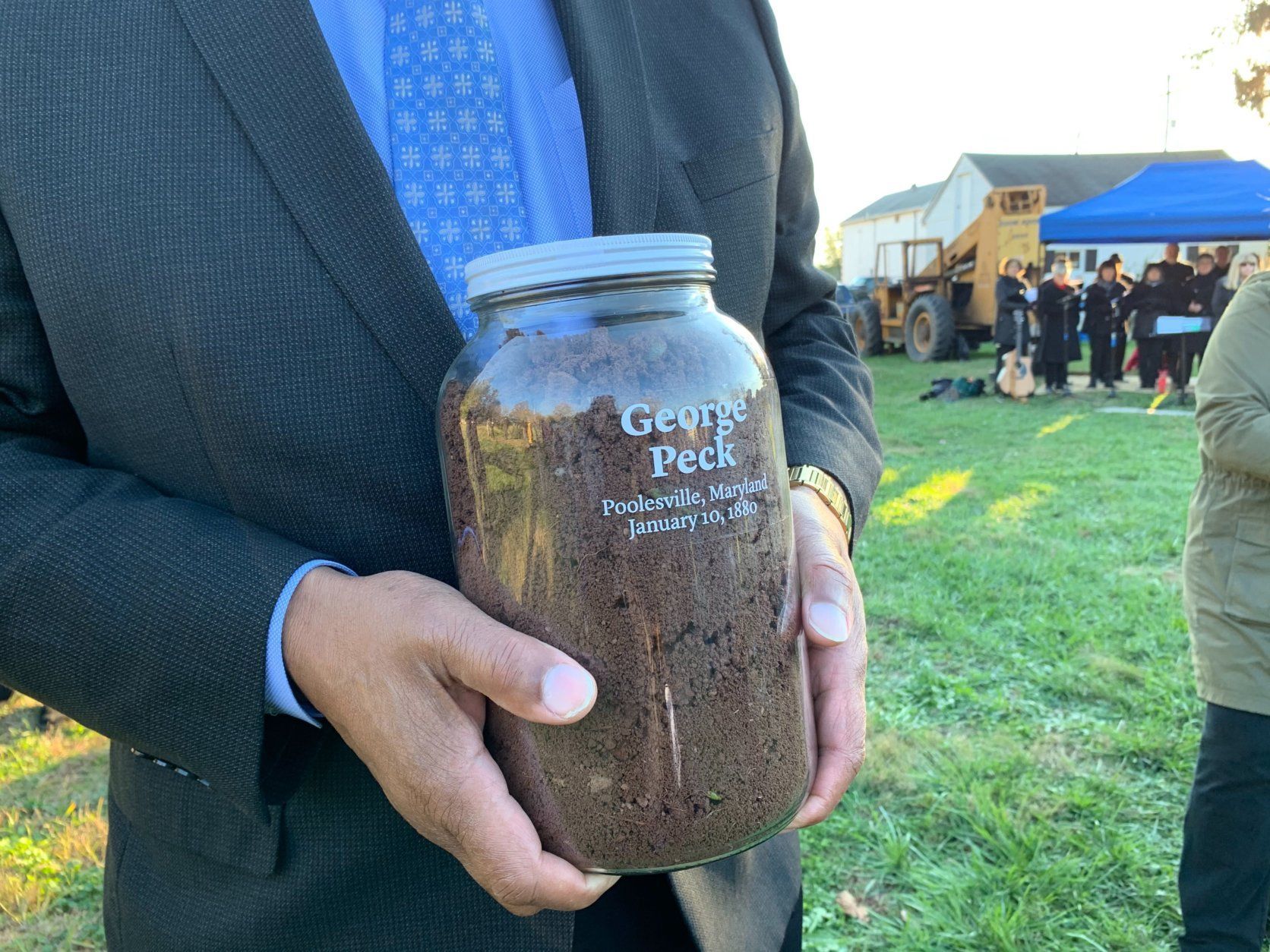 The dirt was collected into jars, some of which will sit in the Legacy Museum of the Equal Justice Initiative.