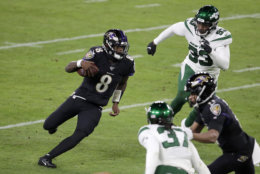 <p><b><i>Jets 21</i></b><br />
<b><i>Ravens 42</i></b></p>
<p>In the last Thursday night game of the season, Lamar Jackson made what figures to be his closing statement for MVP by leading Baltimore to back-to-back AFC North titles with his third 5-TD performance of the season, and oh by the way, set the new single-season rushing record by a QB. No matter what <a href="https://twitter.com/TomBrady/status/1205308052880134144" target="_blank" rel="noopener" data-saferedirecturl="https://www.google.com/url?q=https://twitter.com/TomBrady/status/1205308052880134144&amp;source=gmail&amp;ust=1576354544581000&amp;usg=AFQjCNEgKmzvL4DLpwCeV6iGqCPsVQzxVw">Tom Brady tweets</a>, he can&#8217;t catch Jackson and the Ravens — literally or figuratively.</p>
