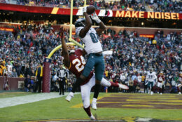 <p><b><i>Eagles 37</i></b><br />
<b><i>Redskins 27</i></b></p>
<p>Boy, where do I start? Adrian Peterson <a href="https://twitter.com/ESPNStatsInfo/status/1206316694660165632?s=20" target="_blank" rel="noopener">solidifying his case for the Hall of Fame</a>. Dwayne Haskins and Terry McLaurin having breakout games with Urban Meyer in the owner&#8217;s box. The <a href="https://www.si.com/gambling/2019/12/15/eagles-redskins-last-second-td-bad-beats-nfl-season" target="_blank" rel="noopener">bad beat</a> to end all bad beats. But while people laud the Redskins for playing the Eagles close in a game that meant everything to Philly and nothing to Old D.C., I&#8217;m calling out Josh Norman — the league&#8217;s highest-paid corner finally on the field after weeks on the bench — for getting torched for the game-winning touchdown by a guy cut six times and then <a href="https://www.espn.com/nfl/story/_/id/28308702/got-play-cards-dealt" target="_blank" rel="noopener">talking nonsense in the aftermath</a>. If I&#8217;m Meyer, I&#8217;m not touching this gig and if I&#8217;m the NFL, <a href="https://www.usatoday.com/story/sports/columnist/dan-wolken/2019/12/15/urban-meyer-not-fit-nfl-coaching-job-skills-do-not-translate/2657883001/" target="_blank" rel="noopener">I&#8217;m not touching Meyer</a>.</p>
