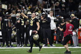 <p><b><i>Colts 7</i></b><br />
<b><i>Saints 34</i></b></p>
<p>Who loves Monday nights more than Drew Brees? A year after setting the all-time passing yardage record against the Redskins on MNF, Brees claimed the all-time touchdown mark and the single-game completion percentage record (96.7%). Unlike Tom Brady, Brees looks like he&#8217;s still got enough in the tank to carry New Orleans deep into the postseason.</p>
