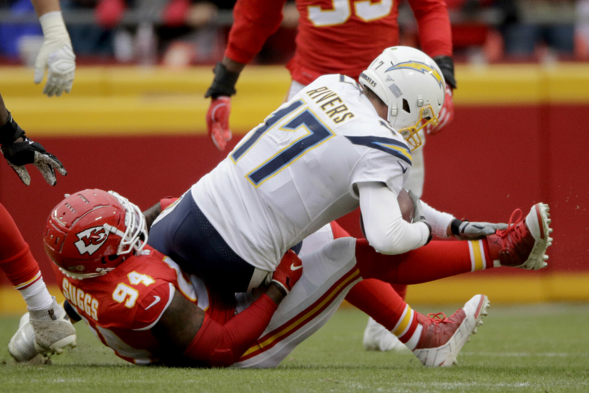 <p><b><i>Chargers 21</i></b><br />
<b><i>Chiefs 31</i></b></p>
<p>Kansas City gratefully accepted its belated Christmas gift from Miami and locked up the 2-seed in the AFC and a first-round bye. With T-Sizzle donning red, the Chiefs truly are the greatest threat to Baltimore&#8217;s coronation.</p>
<p>If this is the end of the line for Philip Rivers as a Charger, he leaves with his second 20-INT season on a last-place team amid justifiable questions about how much the 38-year-old can help L.A. (or any other team) in a league where his lack of mobility and penchant for picks likely outweighs his wealth of experience. He and Eli Manning should walk away while they still can.</p>
