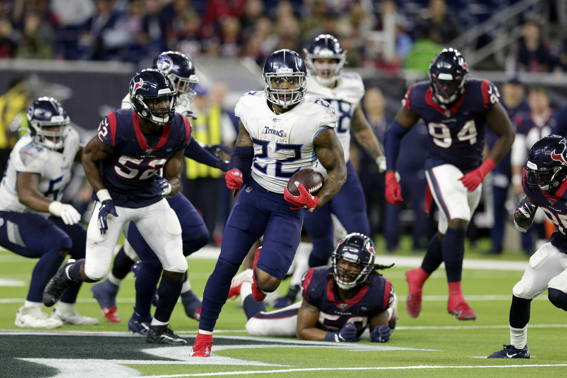 <p><b><i>Titans 35</i></b><br />
<b><i>Texans 14</i></b></p>
<p>Tennessee got its first win in Houston in nearly eight years, bringing one of the hottest QBs (Ryan Tannehill) and the league&#8217;s regular season rushing leader (Derrick Henry) into New England with an opportunity to upset the team head coach Mike Vrabel help to make a dynasty. This is matchup worthy of its primetime Saturday slot.</p>
<p>Meanwhile, Houston rested their key starters and host Buffalo in a true toss up game. Bill O&#8217;Brien should coach it like his job depends on it — because it just might.</p>
