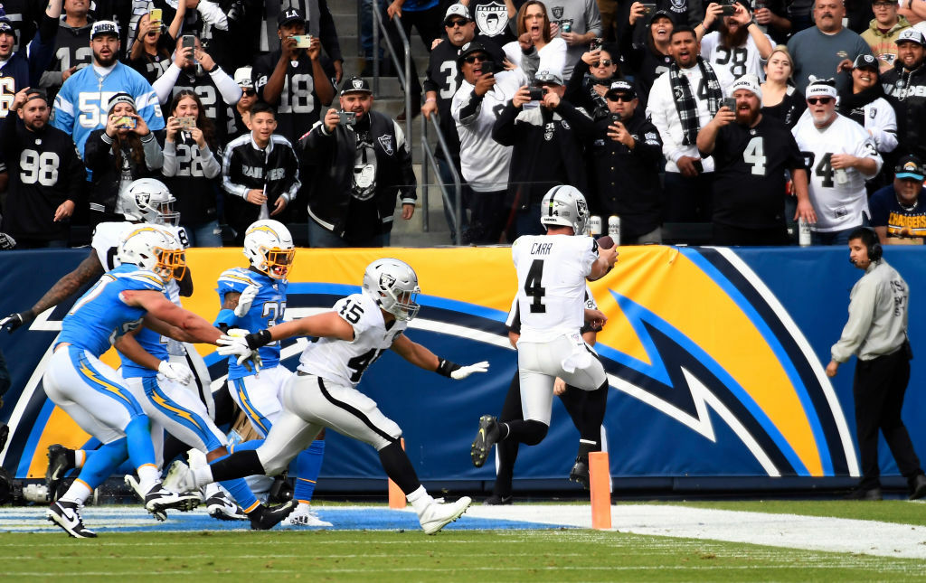 <p><b><i>Raiders 24</i></b><br />
<b><i>Chargers 17</i></b></p>
<p>Believe it or not, the Raiders enter their last game associated with Oakland with playoff hopes still alive at 7-8. I&#8217;m not sure if that&#8217;s good or bad for a team with a big name coach working under a 10-year contract.</p>
<p>However, it&#8217;s unequivocally bad the Chargers have such a home-field disadvantage they have to take <a href="https://www.espn.com/nfl/story/_/id/28350767/sources-chargers-forced-use-silent-count-week-15-home-loss-vs-vikings" target="_blank" rel="noopener" data-saferedirecturl="https://www.google.com/url?q=https://www.espn.com/nfl/story/_/id/28350767/sources-chargers-forced-use-silent-count-week-15-home-loss-vs-vikings&amp;source=gmail&amp;ust=1577160325113000&amp;usg=AFQjCNHcfOlOlJebGVP60N9hdX0FbrcMfw">drastic precautions</a> to combat cheering for the opposition&#8217;s fans. Somehow, I don&#8217;t think that&#8217;s going to change in their swanky, new stadium.</p>

