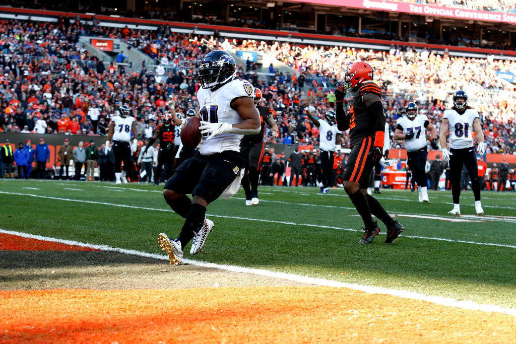 <p><b><i>Ravens 31</i></b><br />
<b><i>Browns 15</i></b></p>
<p>Baltimore avenged one of their few losses by continuing the torrid pace to <a href="https://profootballtalk.nbcsports.com/2019/12/19/ravens-closing-in-on-all-time-rushing-record/" target="_blank" rel="noopener">rewrite the rushing record books</a>, becoming the first team since 1978 to top 200 rushing yards in at least eight games in a season, while Lamar Jackson set a franchise-record with his 36th touchdown pass to tally the most ever by a QB before his 23rd birthday. The road to the Super Bowl officially comes through Baltimore, and it&#8217;s hard to see anyone stopping this juggernaut.</p>
