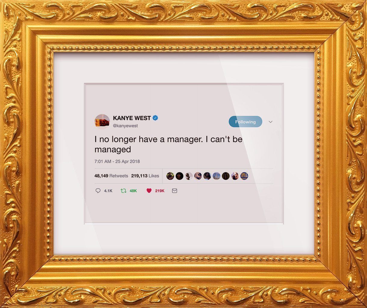 Framed Kanye West tweet