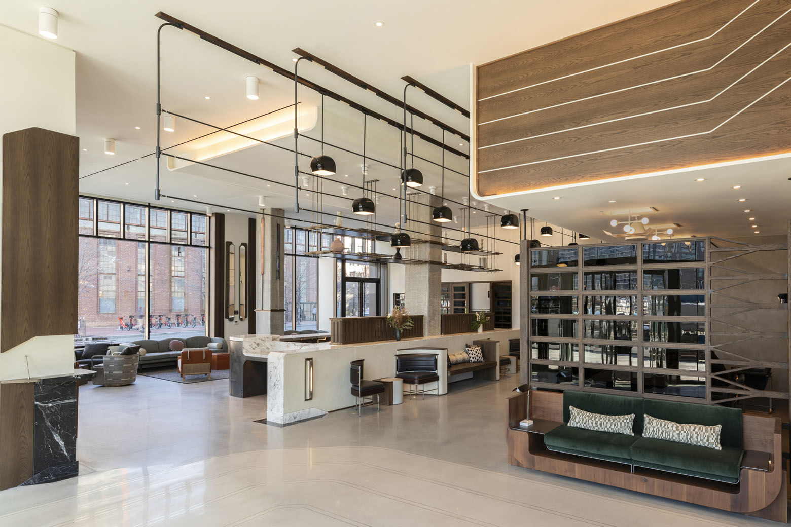 Thompson Washington D.C. occupies a newly built 11-story building, and its rooms features floor-to-ceiling windows and views of the Anacostia River and Nationals Park.