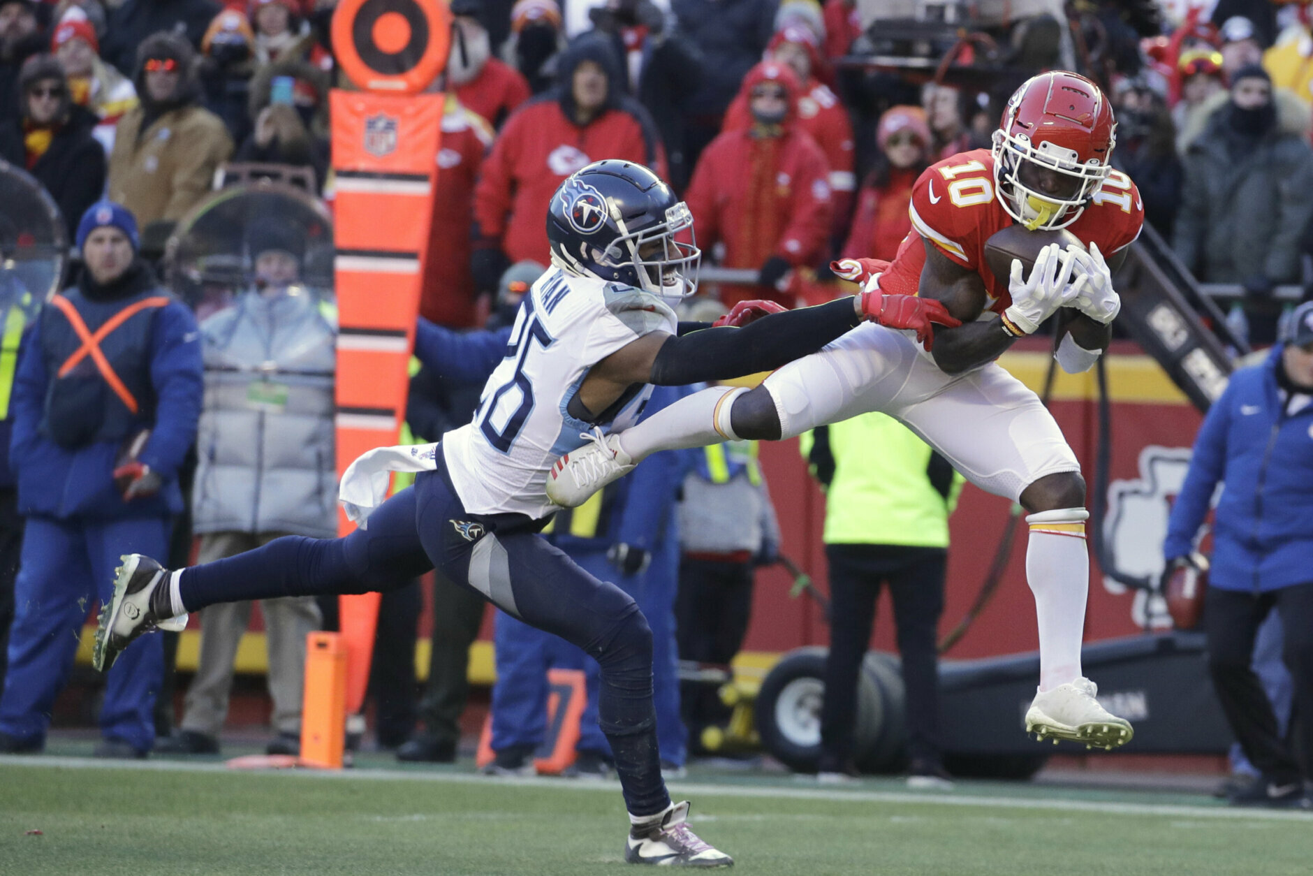 <p><b><i>Titans 24</i></b><br />
<b><i>Chiefs 35</i></b></p>
<p>Kansas City&#8217;s run is poetic for so many reasons. The Chiefs&#8217; Super Bowl IV victory was the last meeting between the AFL and NFL before the 1970 merger, and it feels like Andy Reid — whose championship drought is roughly half as long — is due for a breakthrough. Patrick Mahomes is here to <a href="https://twitter.com/ESPNStatsInfo/status/1219053473880211463?s=20" target="_blank" rel="noopener">remind you why he&#8217;s the reigning MVP</a> and the Chiefs defense is eerily reminiscent of <a href="https://pick256.wordpress.com/2012/01/31/the-worst-defense-to-ever-win-a-super-bowl-the-2006-colts/" target="_blank" rel="noopener">the 2006 Colts D</a> that woke up from a regular season slumber to propel Tony Dungy to his long-awaited title.</p>
<p>Though the Titans fell short of a Super Bowl, Tennessee&#8217;s unexpected run to Championship Sunday was impressive. After steamrolling the Chiefs in the regular season, Derrick Henry&#8217;s <a href="https://profootballtalk.nbcsports.com/2020/01/13/derrick-henry-having-a-postseason-for-the-ages/" target="_blank" rel="noopener">postseason for the ages</a> ended with only 69 yards — but it was enough to <a href="https://www.cbssports.com/nfl/news/afc-championship-game-2020-derrick-henry-breaks-john-riggins-37-year-old-playoff-rushing-record/" target="_blank" rel="noopener">snap a playoff record</a> near and dear to the hearts of Redskins fans. If <a href="https://www.insidehook.com/article/sports/derrick-henry-is-the-nfls-best-rb-but-the-titans-shouldnt-re-sign-him" target="_blank" rel="noopener">the case for Henry to leave Nashville</a> plays out, don&#8217;t be surprised to see the Skins throw a lot of money his way.</p>
