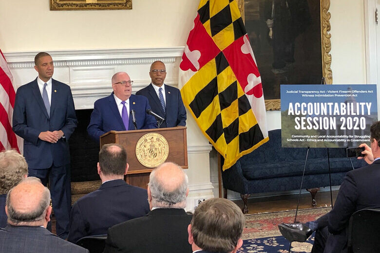 Gov. Larry Hogan announces "Accountability Session 2020" during a news conference Tuesday.