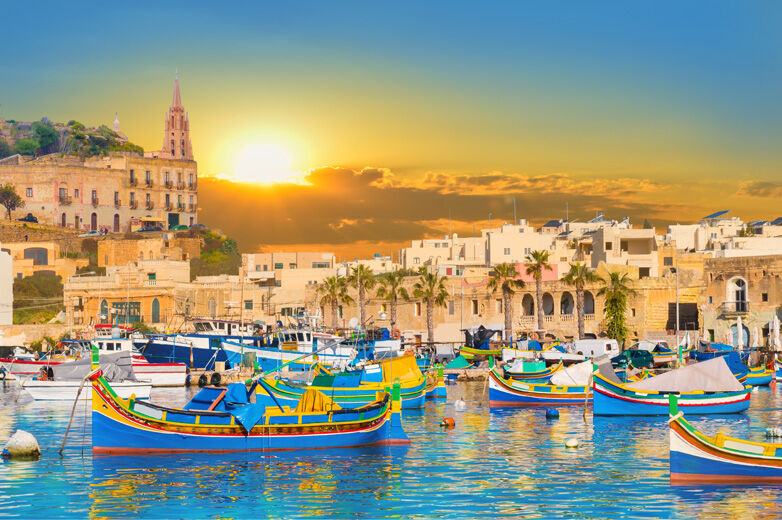 Harbor of Malta in sunset light
