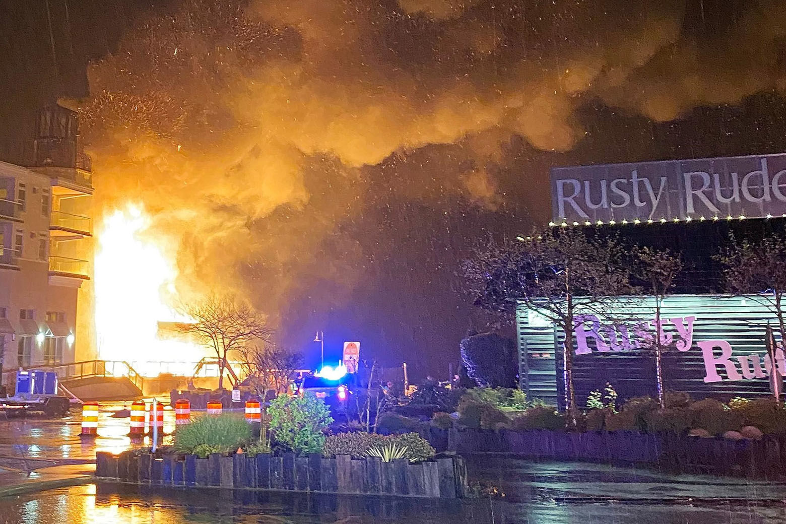 The rebuilt Lighthouse Restaurant in Dewey Beach was set to open this summer. Firefighters battled the blaze for hours. (Courtesy Rehoboth Beach Fire)