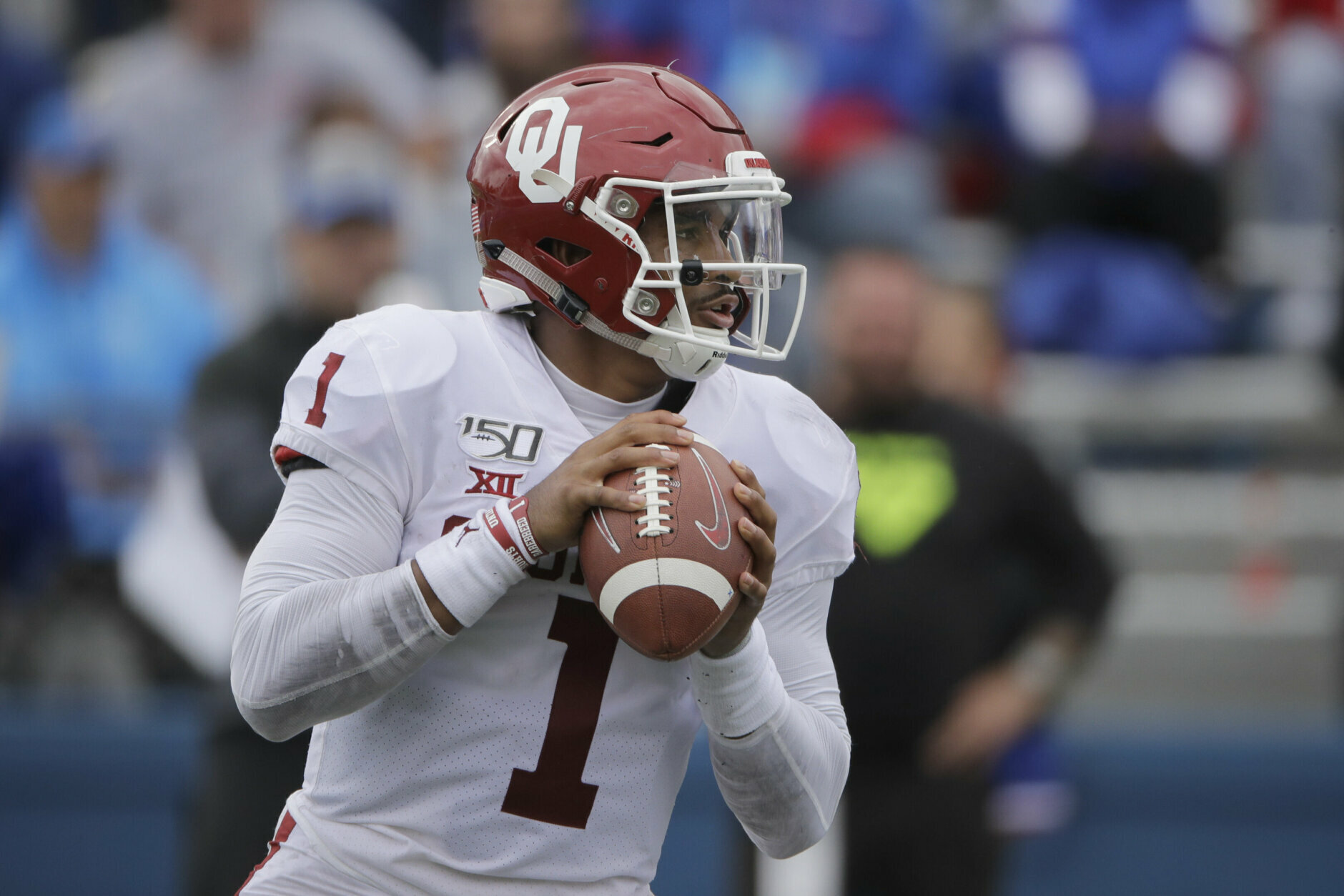 <p><b>Round 3 (66th overall) &#8211;</b> <b>QB Jalen Hurts, Oklahoma</b></p>
<p>Look, I&#8217;m not saying Hurts is the next Russell Wilson or Dak Prescott, but he&#8217;s probably better than his draft status will likely reflect. Tight end and offensive tackle are certainly bigger needs in Washington, but if Rivera and OC Scott Turner think Hurts — who&#8217;s a closer comparison to what they had in Carolina with Cam Newton — can be a quality, long-term option if Dwayne Haskins struggles, it&#8217;s value too good to pass up here — especially if it keeps rival Dallas from making Hurts a cheap replacement for Dak.</p>
<p>If the Redskins go more need-oriented with this pick, Notre Dame tight end Cole Kmet or TCU offensive tackle Lucas Niang are good possibilities.</p>

