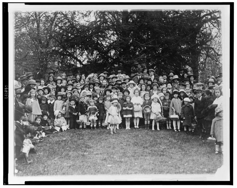 A group photo from one of the past Egg Rolls held on the White House South Lawn.