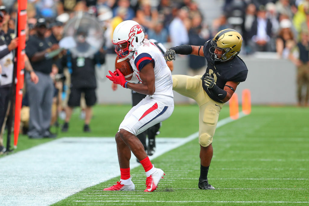 WEST POINT, NY - SEPTEMBER 08:  Liberty Flames wide receiver Antonio Gandy-Golden (11) during  the College Football game between the Army Black Knights and the Liberty Flames on September 8, 2018 at Michie Stadium in West Point, NY.  (Photo by Rich Graessle/Icon Sportswire via Getty Images)