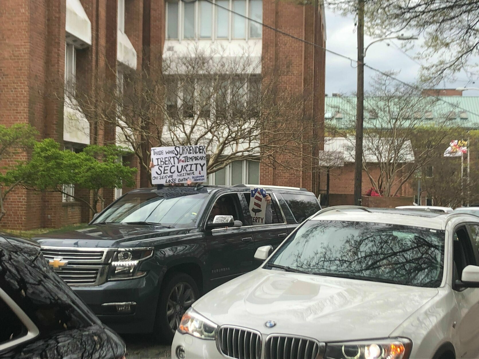 Protesters turned out in Annapolis, Maryland, to call for an end to the strict measures put in place to slow the spread of COVID-19 in the state. 