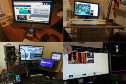 A series of four work-from-home setups used by WTOP journalists.