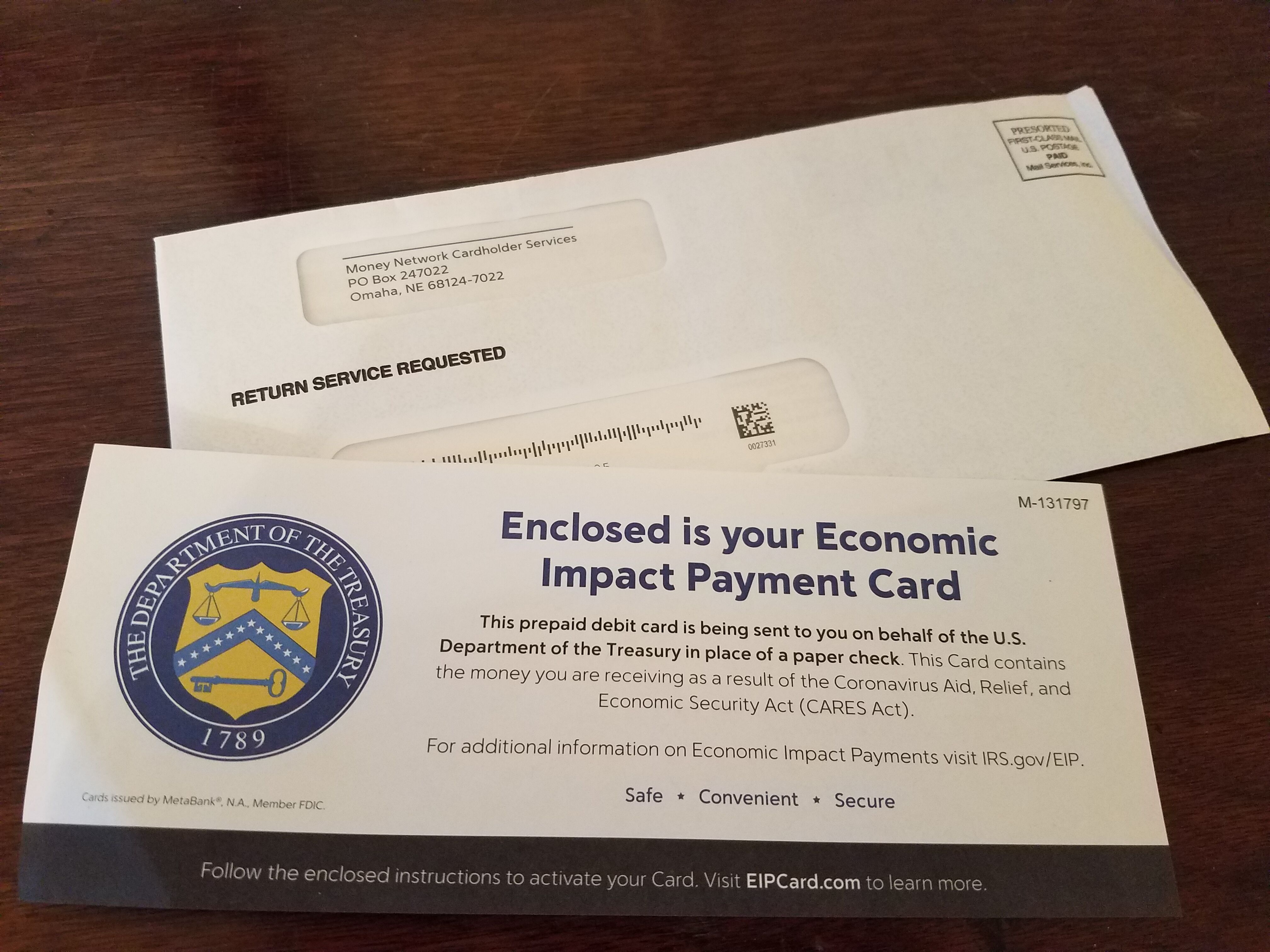 Stimulus debit card envelope laderlive