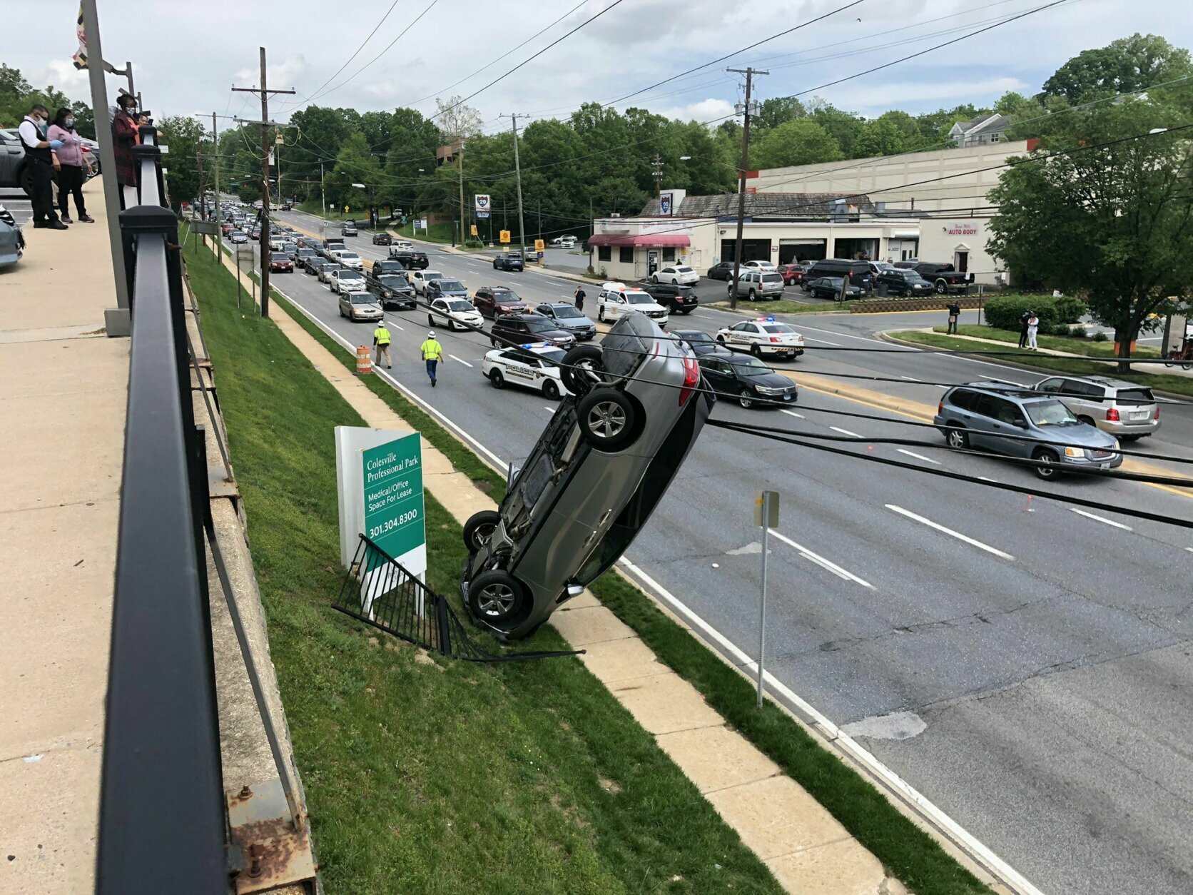 PHOTOS Car Gets Tangled In Power Lines After Montgomery Co Crash 