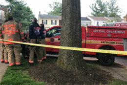 Firefighters outside a Germantown home