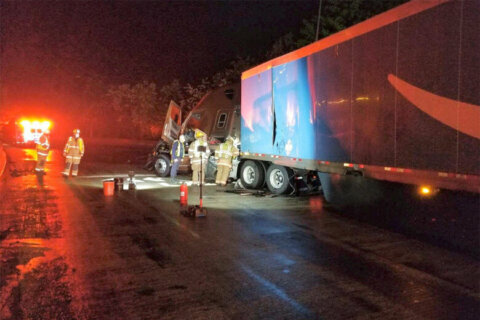 Tractor-trailer hits Jersey wall, spins around at Outer Loop’s ‘Big Curve’