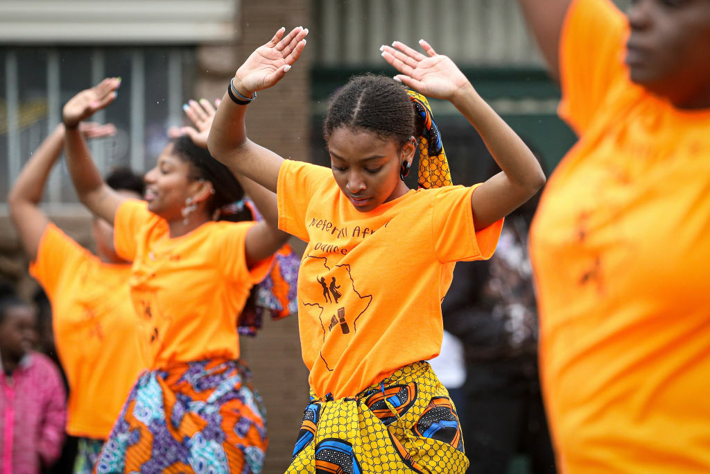 MILWAUKEE, WISCONSIN - JUNE 19:  Members of the parade perform during the 48th Annual Juneteenth Day Festival on June 19, 2019 in Milwaukee, Wisconsin. (Photo by Dylan Buell/Getty Images for VIBE)