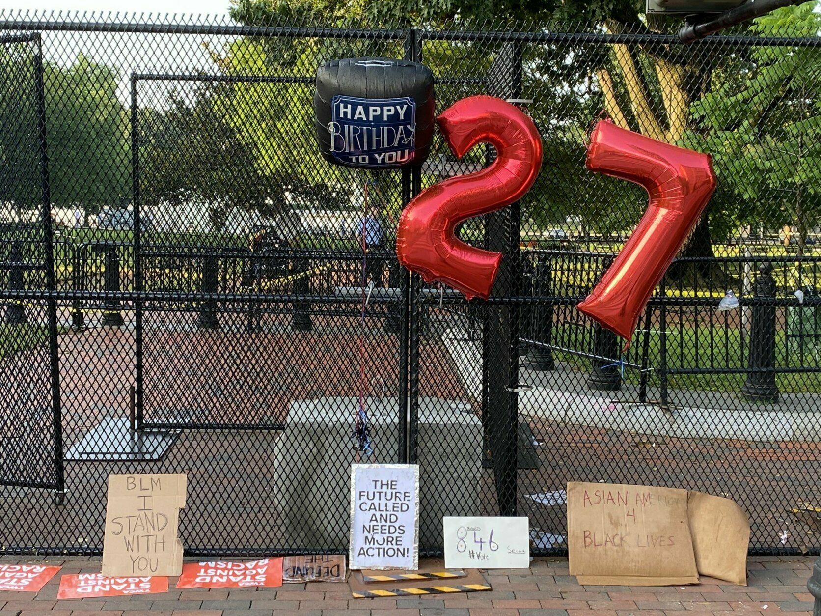 <p>The scene outside of Lafayette Square park at Black Lives Matter Plaza in D.C. ahead of planned protests on Saturday.</p>
