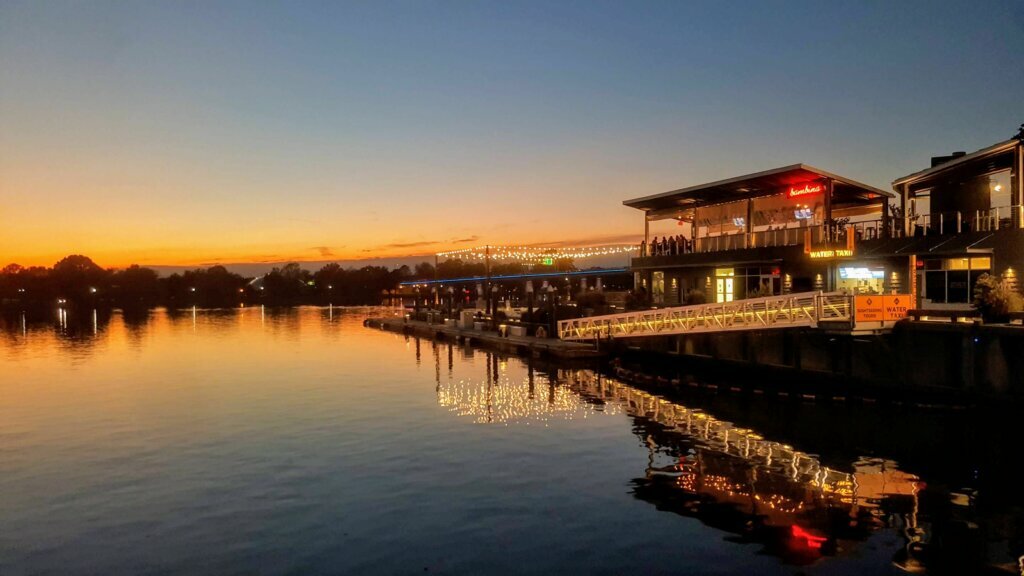 The Wharf hosts Sunset Cinema with floating screen on Southwest