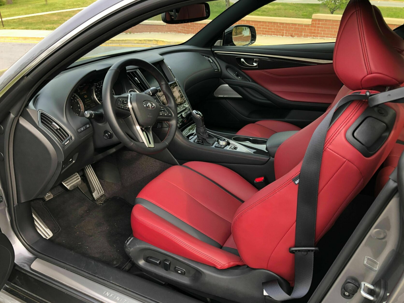 Interior of the 2020 Infiniti Q60 Red Sport