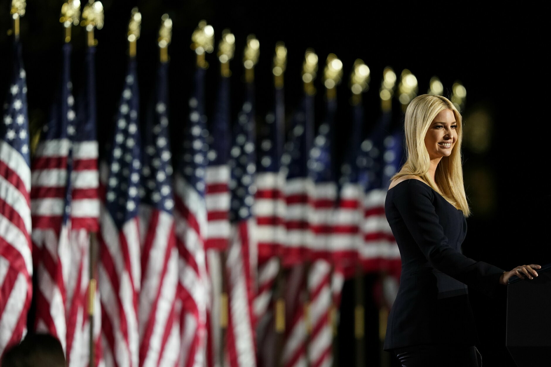 Ivanka Trump speaks from the South Lawn of the White House on the fourth day of the Republican National Convention, Thursday, Aug. 27, 2020, in Washington. (AP Photo/Alex Brandon)
