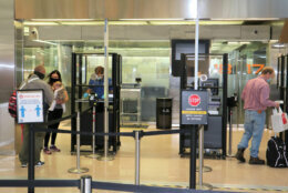 The acrylic barriers have been installed at Dulles International Airport. (Courtesy TSA)