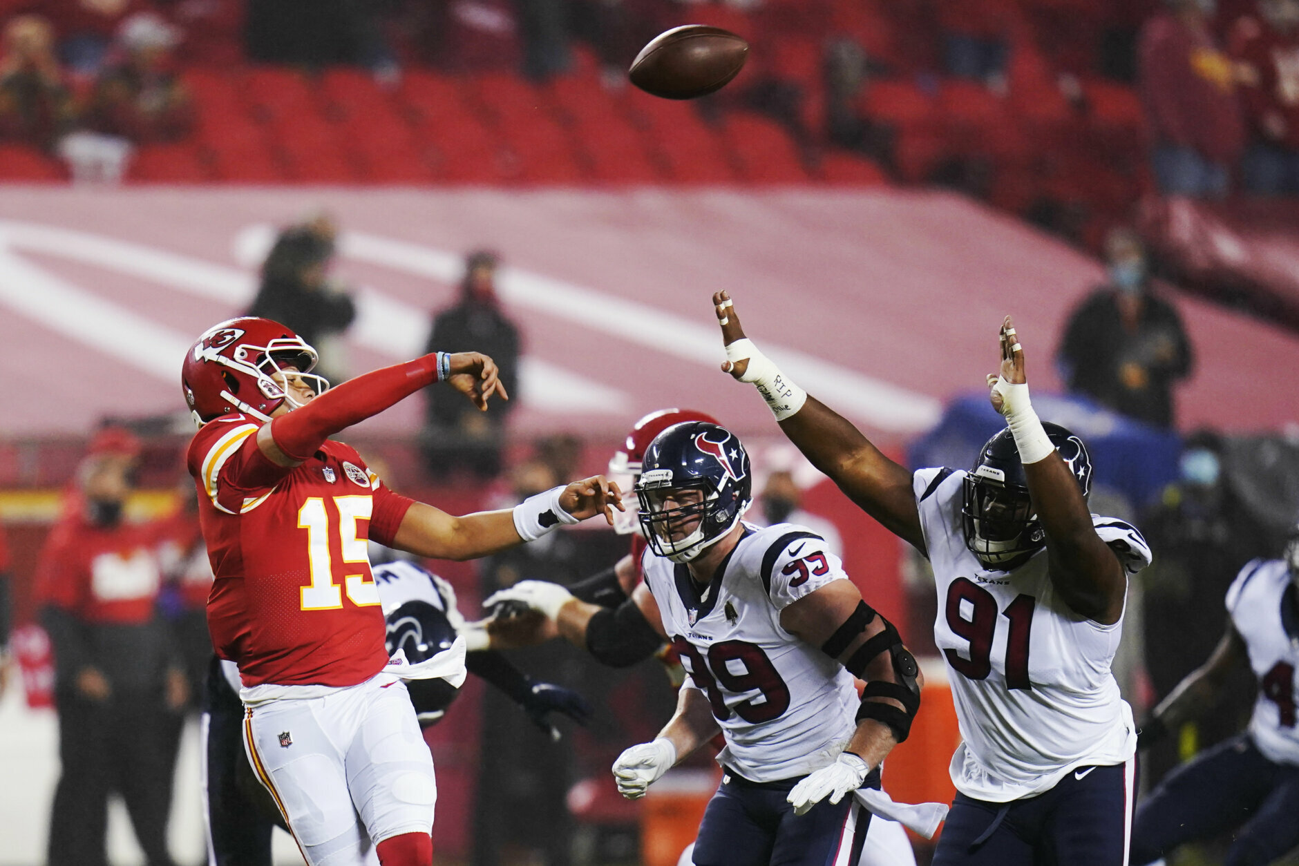 <p><b><i>Texans 20</i></b><br />
<b><i>Chiefs 34</i></b></p>
<p>Patrick Mahomes is 7-0 with 23 touchdowns, 0 interceptions in the month of September. He&#8217;s the first player to throw three touchdown passes with no interceptions in three consecutive season openers. Mahomes&#8217; greatness is as obvious as <a href="https://wtop.com/nfl/2020/09/2020-afc-south-preview/">Houston&#8217;s needless regression</a>.</p>
