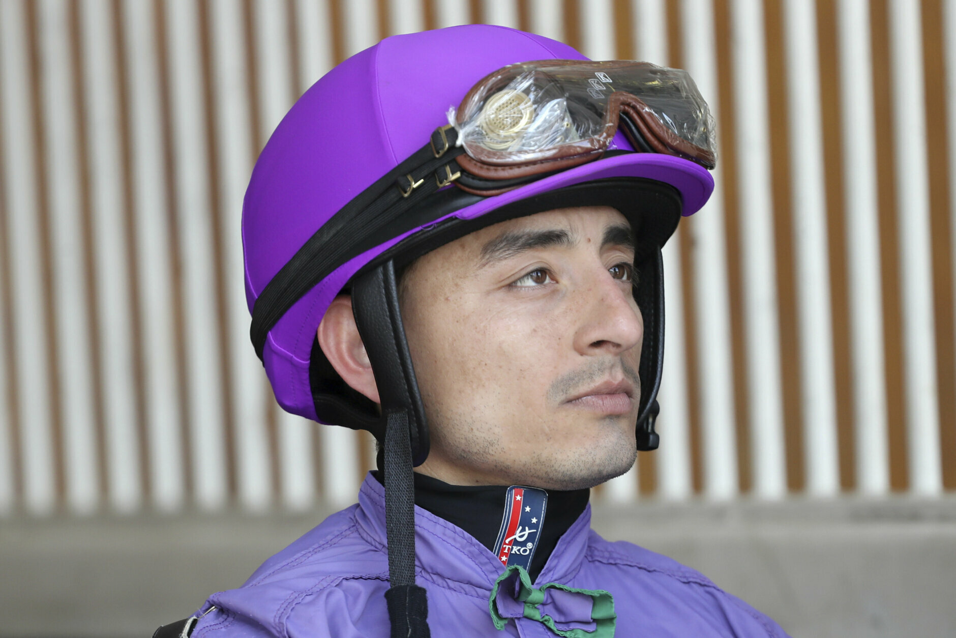 Jockey Gabriel Saez is seen at Churchill Downs Thursday, May 2, 2019, in Louisville, Ky. Saez will ride By My Standards in the 145th running of the Kentucky Derby is scheduled for Saturday, May 4. (AP Photo/Gregory Payan)
