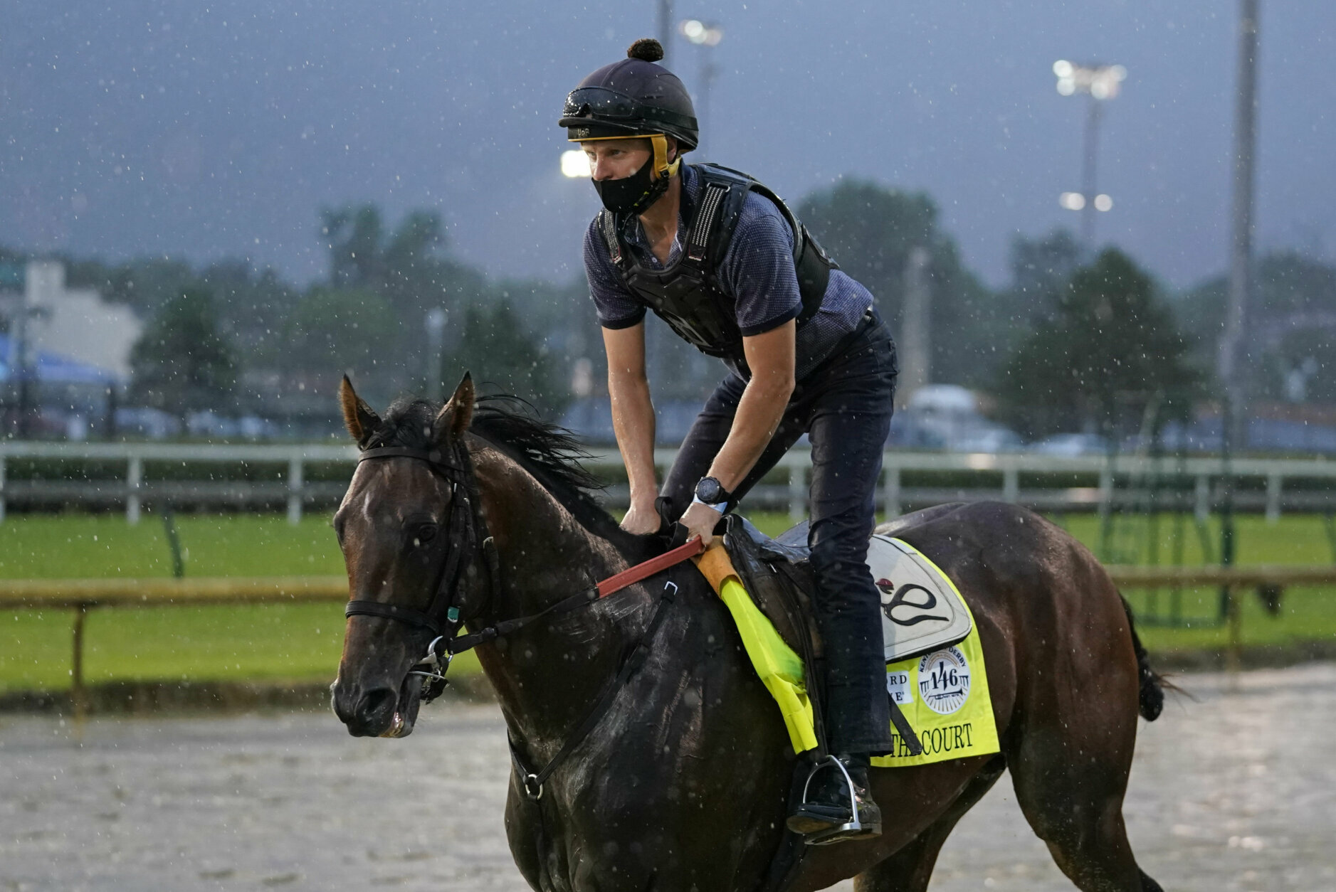 Kentucky Derby entry Storm the Court runs during a workout at Churchill Downs, Thursday, Sept. 3, 2020, in Louisville, Ky. The Kentucky Derby is scheduled for Saturday, Sept. 5th. (AP Photo/Darron Cummings)