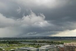 A view of Thursday's storm system looking east toward Prince George's County from D.C. 