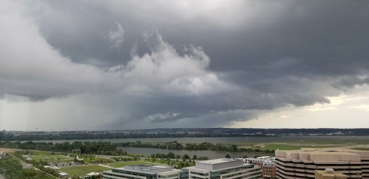 <p>A view of Thursday&#8217;s storm system looking east toward Prince George&#8217;s County from D.C.</p>
