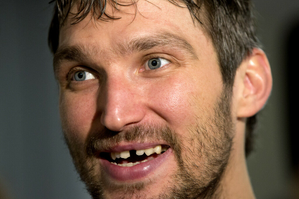 <p>A happy Ovechkin speaks with reporters after scoring his 500th and 501st career NHL goals. The Capitals beat Ottawa 7-1 in that game.</p>
