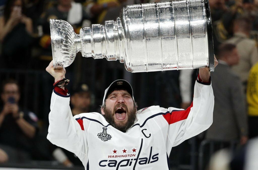 <p>Ovechkin hoists the Stanley Cup in June 2018, after the Capitals beat the Vegas Golden Knights in Game 5 of the Stanley Cup Finals.</p>
