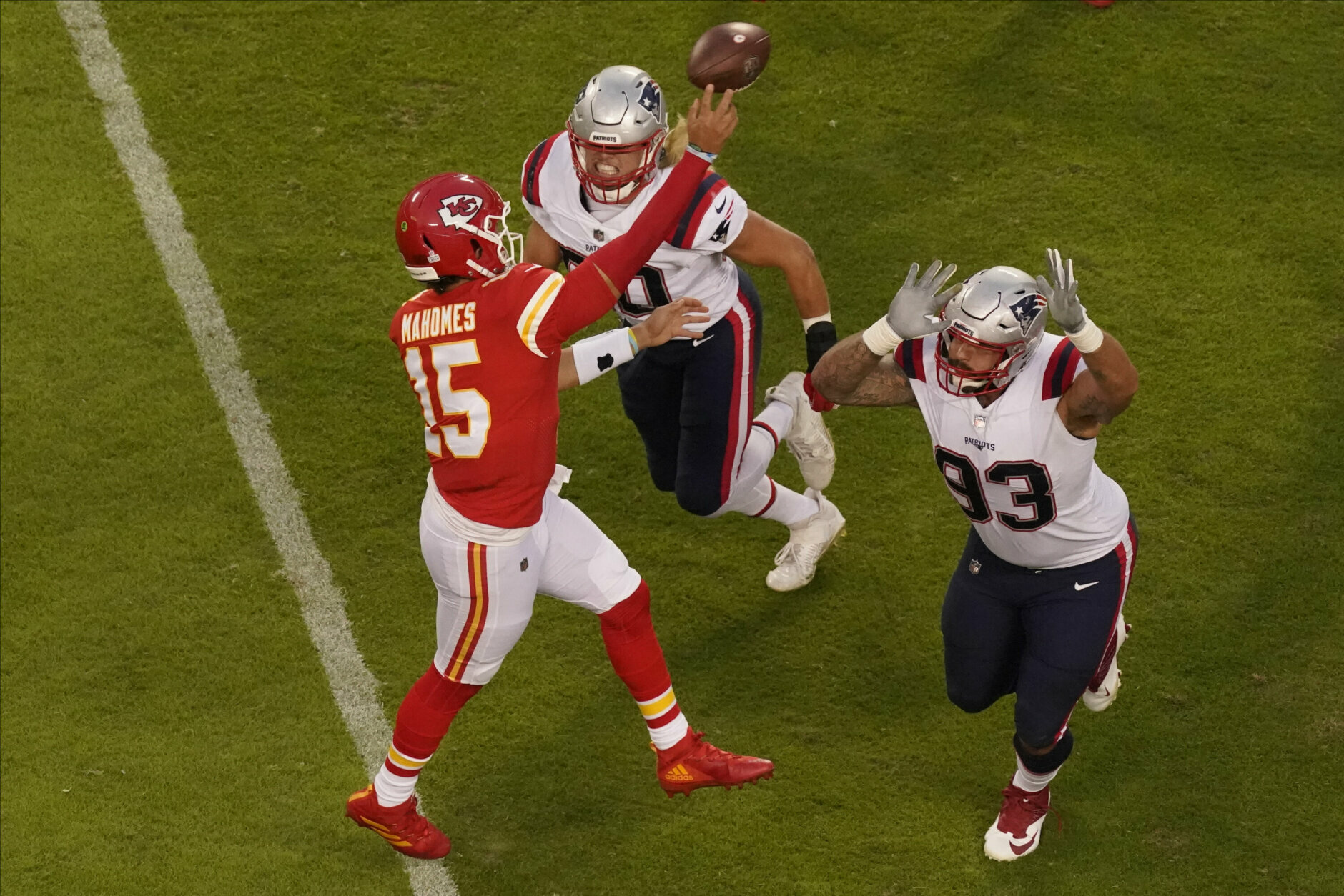 <p><b><i>Patriots 10</i></b><br />
<b><i>Chiefs 26</i></b></p>
<p>Perhaps <a href="https://profootballtalk.nbcsports.com/2020/09/29/do-not-mess-with-patrick-mahomes-mom/">Patrick Mahomes&#8217; mom doesn&#8217;t like you shortening his name</a> because it&#8217;s also short for Patriots &#8212; as in, the only team to beat Mahomes twice and the only team to hold his Chiefs without a touchdown in the first half of a game. But without a QB, the Patriots had no shot of leaving Kansas City with a win. Consider this a glimpse of what football season in New England would look like if they weren&#8217;t gift wrapped Cam Newton.</p>
